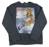 Tmavomodrá melírovaná mikina s opicou Next