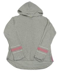 Svetlosivá melírovaná ľahká mikina s proužkem a kapucňou H&M