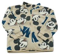 Béžová fleecová prepínaci mikina s Mickey Mousem H&M