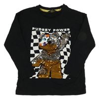 Čierne tričko s medvídkem Pudsey z překlápěcích flitrů George