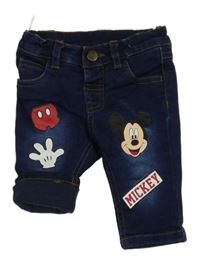 Tmavomodré podšité rifle s Mickey Mousem C&A