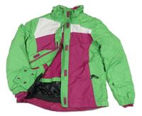 Zeleno-bielo-fuchsiová šušťáková lyžiarska bunda Crivit