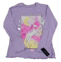 Nové - fialové triko s jednorožcem Dunnes