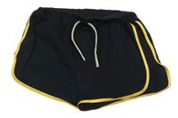 Čierne bavlnené kraťasy so žlutým proužkem