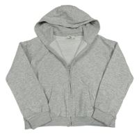 Sivo-biela melírovaná crop prepínaci mikina s kapucňou C&A