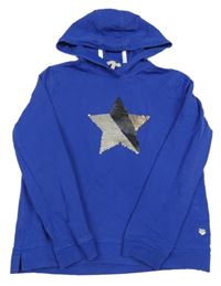 Tmavomodrá mikina s hvězdou a kapucí a punto