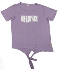 Fialové crop zavazovací tričko s nápisom ZEEMAN