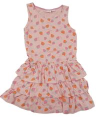 Ružové bavlnené šaty s jahodami a volány Alive