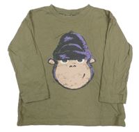 Khaki tričko s opicou