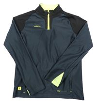 Tmavomodro-čierno-zelená funkčná mikina Decathlon