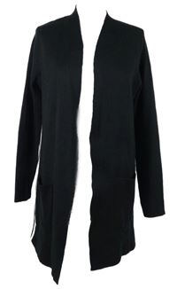 Dámsky čierny svetrový cardigan s prúžkami UP2Fashion