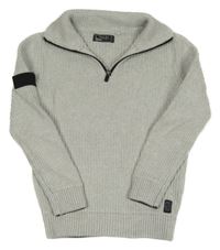 Svetlosivý melírovaný sveter s copánkovým vzorom Next