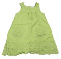Zelené plátenné šaty s madeirou Next