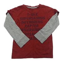 Tmavočervené melírované tričko s nápisom