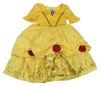 Kockovaným - Žlté šaty s broží - Bella Disney