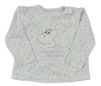 Biele bodkovaná é zamatové tričko s Minnie zn. Disney