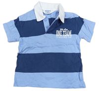 Světle-tmavomodré pruhované polo tričko s nápisom H&M