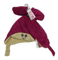 Nové - 2set - Fuchsiová manšestrová zateplená čepice s Minnie + rukavice Disney