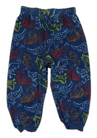 Tmavomodré plyšové pyžamové nohavice s dinosaurami Primark