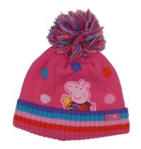 Růžová puntíkatá čepice s Pepinou a bambulí Nutmeg
