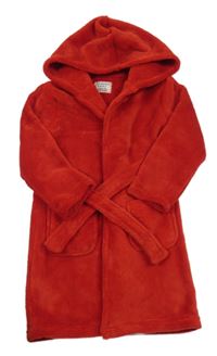 Červený chluatý župan s kapucňou Primark
