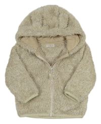 Béžovo-biela chlpatá prepínaci mikina s kapucňou Next