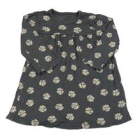 Tmavosivé rebrované šaty s kvietkami George