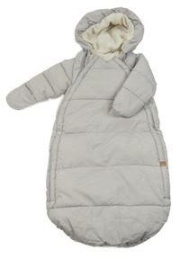 Šedý šusťákový zimní fusak s hvězdičkami a kapucí H&M