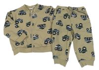 Nové - 2set - Hnědá tepláková souprava s monster trucky Name it