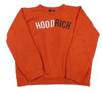 Červená mikina s nápisom Hoodrich