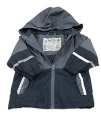 Tmavošedo-tmavomodrá nepromokavá jarná bunda s kapucňou Lupilu