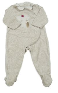 Světlebéžový sametový overal se zajícem a límečkem 