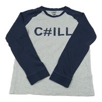 Sivo-tmavomodré tričko s nápisom Tchibo