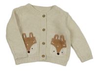 Světlebéžový propínací svetr s liškami/kapsami George