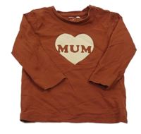 Hrdzavé tričko so srdiečkom s nápisom Name it