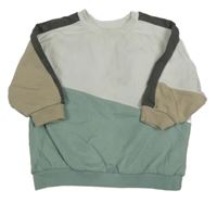 Bielo-tmavošedo-zelená oversize mikina Next