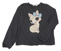 Tmavosivá mikina s mačkou H&M