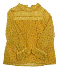 Pomerančová květovaná šifonová halenka M&S