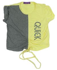 Žlto-sivé crop tričko s nápisom Safa