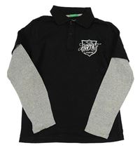 Čierno-sivé polo tričko s nápisom Benetton