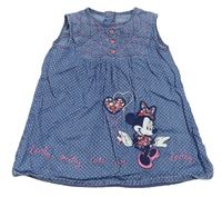 Modré bodkované plátenné šaty s Minnie Disney + George