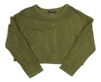 Olivové sieťované crop tričko Primark
