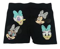 Čierne elastické kraťasy s Minnie a Daisy Disney