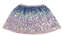 Ružovo-modrá flitrová tylová sukňa H&M