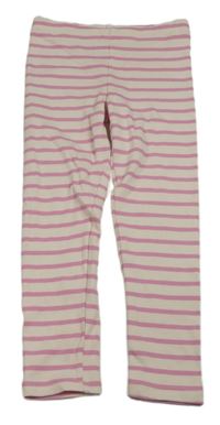 Světlerůžovo-růžové pruhované žebrované legíny H&M