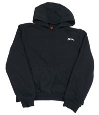 Černá mikina s logem a kapucí Slazenger 