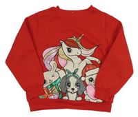 Červená mikina so zvieratkami H&M