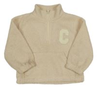 Smetanová huňatá mikina s písmenkem 