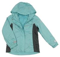 Světlemodro-tmavosivá šušťáková športová bunda s kapucňou Crane