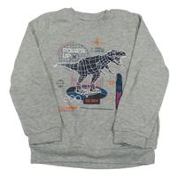 Sivá melírovaná mikina s dinosaurom Primark